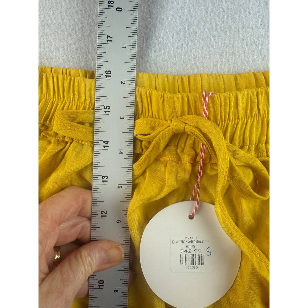 Umgee Ruffle‎ Mini Skirt Elastic Waistband Drawstring Yellow Women's Size S - Picture 5 of 7